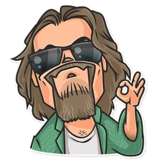 😎 The Dude The Big Lebowski The Big Lebowski, The Dude, nhãn dán, nhân vật phim, hài, phim cult, người đàn ông telegram sticker