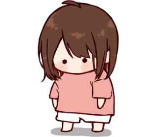 😔 cartoon, anime, cute, chibi, girl, pink telegram sticker