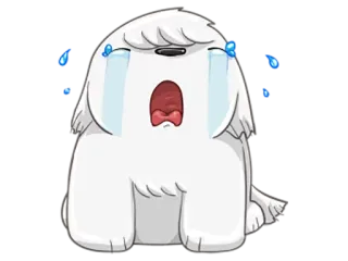 😭 huilen, verdrietig, emoticon, wit, tranen, van streek telegram sticker