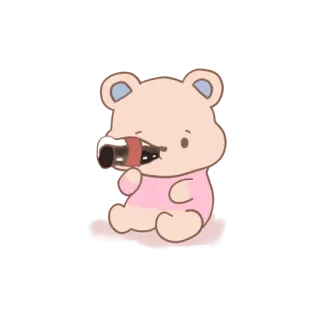 ❤️ bear, cute, drinking, cartoon, kawaii telegram sticker