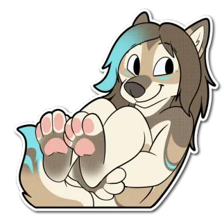 🐾 Furry, Lobo, Antropomórfico, Desenho animado, Adesivo telegram sticker