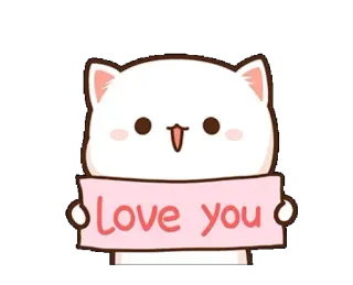 ❤️ Love you kucing, cinta, lucu, hati, binatang, kartun telegram sticker