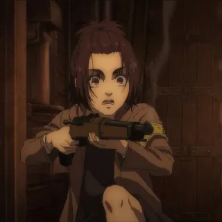 😮 Gabi Braun Attack on Titan Anime, L'Attaque des Titans, Gabi Braun, Fusil, Militaire whatsapp sticker