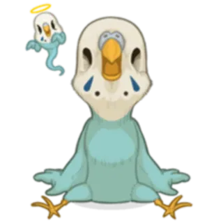 💀 волнистый попугайчик, птица, питомец, милый, ангел, призрак telegram sticker