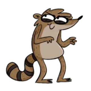😏 Rigby Regular Show kreskówka, zwierzę, szop pracz, Rigby, Zwyczajny serial, animowany telegram sticker