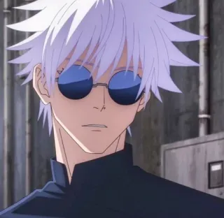 🌟 Gojo Satoru Jujutsu Kaisen Anime, Jujutsu Kaisen, Gojo Satoru, cheveux blancs, lunettes de soleil telegram sticker