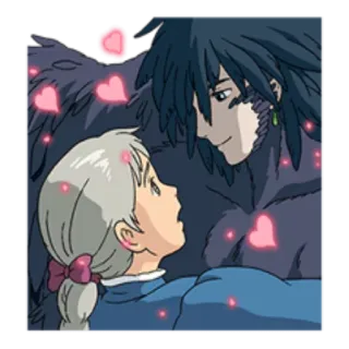 ❤️ Howl Howl's Moving Castle anime, couple, romance, fantasy, love telegram sticker