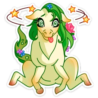 😵‍💫 cheval, dessin animé, étourdi, fantaisie, animal, mignon telegram sticker