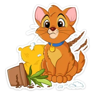 😬 Oliver Oliver & Company mèo, mèo con, động vật, hoạt hình, dễ thương, hoạt họa, Disney telegram sticker