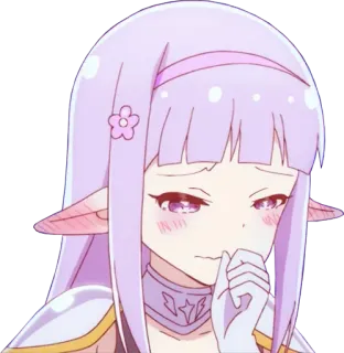 😳 Anime, Elf, Süß, Mädchen, Lila Haare, Errötend, Fantasy whatsapp sticker