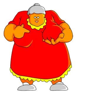 🙏 cartoon, grandmother, red dress, old woman, character, orange, friendly, illustration telegram sticker