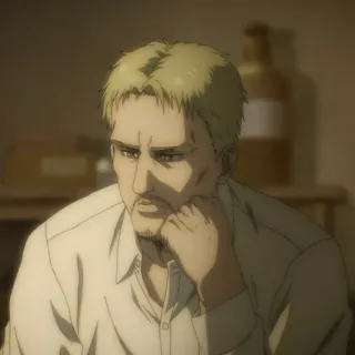🐱 Reiner Braun Attack on Titan anime, manga, character, serious, thinking, portrait, expression whatsapp sticker