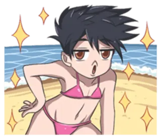 😎 anime, beach, cartoon, fanart telegram sticker