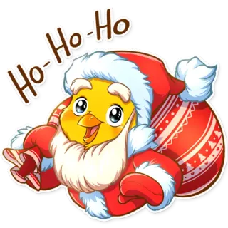 🎅 Ho-Ho-Ho คริสต์มาส, ซานตาคลอส, ไก่, วันหยุด, รื่นเริง, น่ารัก, การ์ตูน telegram sticker