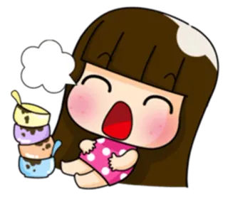 😋 cartoon, ice cream, food, cute, girl, sticker whatsapp sticker