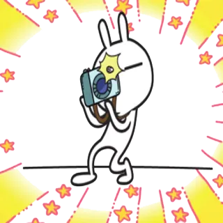 📷 cámara, conejo, dibujos animados, fotografía, animal telegram sticker
