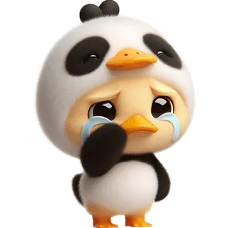 😭 pato, panda, llorando, triste, dibujos animados, lindo, mascota telegram sticker