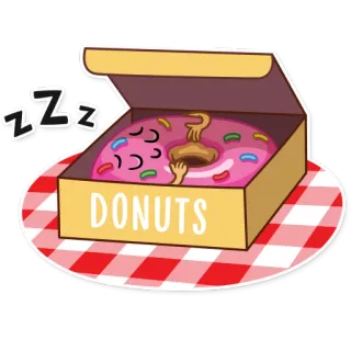 😴 DONUTS bánh donut, ngủ, đồ ăn, món tráng miệng, dễ thương, hoạt hình telegram sticker