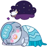 😴 BABY gatto, dormire, carino, bambino, cartoni animati, sogno, notte telegram sticker