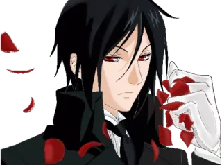 😕 Sebastian Michaelis Black Butler anime, manga, sebastian michaelis, black butler, rose petals, demon telegram sticker