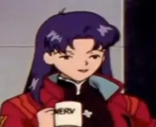 🌟 Misato Katsuragi Neon Genesis Evangelion NERV Anime, Frau, Nerv, Tasse, Kaffee telegram sticker