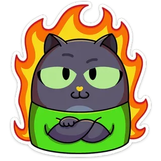 🔥 แมว, ไฟ, อารมณ์, โกรธ, น่ารัก, สติกเกอร์ telegram sticker