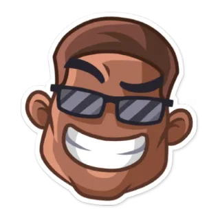😁 sticker, cartoon, mann, sonnenbrille, kopf, gesicht, illustration telegram sticker
