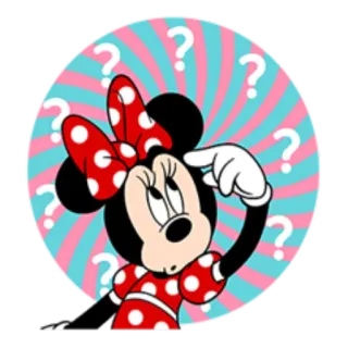 ❓ Minnie Mouse cartoon, mouse, question, thinking, confused whatsapp sticker