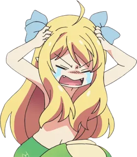 😭 anime, llorando, frustrada, dibujos animados, chica, rubia whatsapp sticker