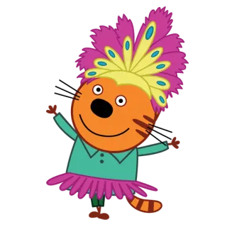 🕺 gatto, cartone animato, per bambini, animale, colorato, piuma whatsapp sticker