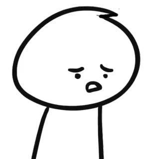 😔 Desenho animado, Triste, Expressão, Branco, Personagem, Simples whatsapp sticker