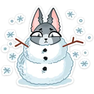 ⛄ снег, снежный, снежки, зима, снежный день, снеговик, зимняя тема, снеговик кролик telegram sticker