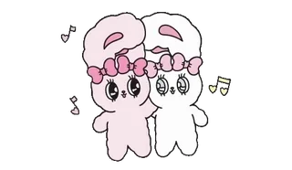 🌟 konijn, schattig, cartoon, kawaii, dier, roze, wit telegram sticker