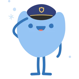 👨‍✈️ polisi, petugas, kartun, hormat, topi, biru telegram sticker