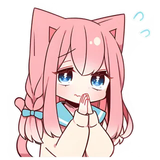 😂 Anime, Słodkie, Kocie uszy, Różowe włosy, Rumieniec, Kawaii telegram sticker