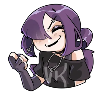 🤗 anime, gadis, jari tengah, gestur ofensif, kartun telegram sticker