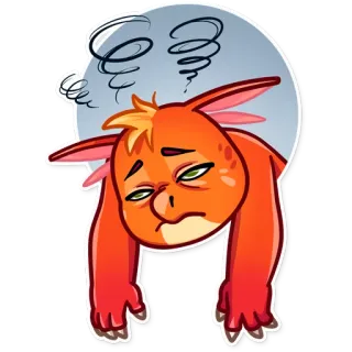 😞 épuisé, fatigué, vertige, dessin animé, orange, sommeil telegram sticker