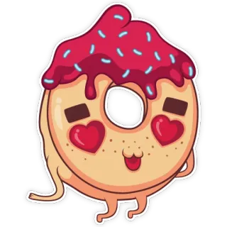😍 donat, makanan, hidangan penutup, manis, imut, kawaii telegram sticker