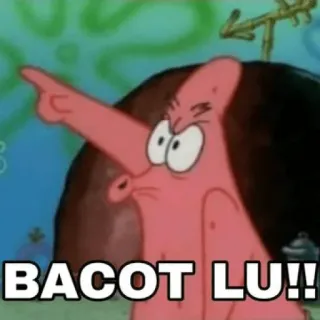 😀 Patrick Star SpongeBob SquarePants BACOT LU!! patrick star, spongebob, cartoon, beleidigend, meme telegram sticker