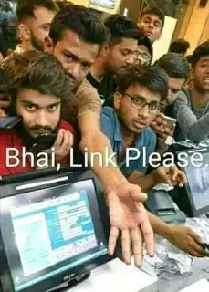 🤔 Bhai, Link Please. mem, indyjski, tłum, prośba telegram sticker