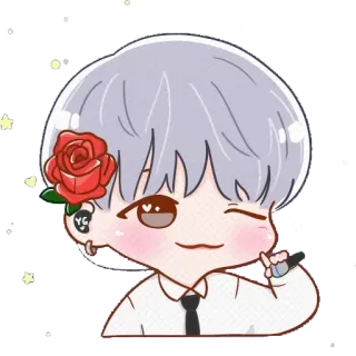 😉 Cartoon, Niedlich, Kawaii, Chibi, Anime, Rose, Illustration telegram sticker