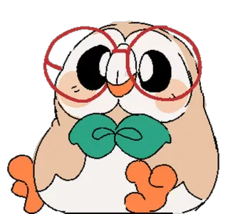 🤓 hibou, mignon, lunettes, nœud papillon, dessin animé, animal telegram sticker