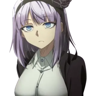 🙁 anime, girl, manga, purple hair, character, cartoon whatsapp sticker