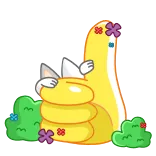 👍 duim omhoog, geel, bloemen, positief, gebaar, cartoon telegram sticker