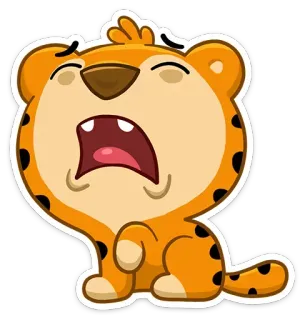 😩 dessin animé, animal, tigre, endormi, bâillement telegram sticker