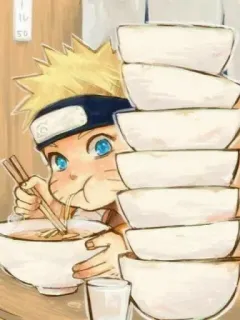🍜 Naruto anime, ramen, comiendo, dibujos animados, lindo, tazón, hambriento telegram sticker