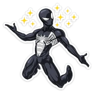 😎 Spider-Man Человек-паук, супергерой, наклейка, Marvel, комикс, черный костюм telegram sticker