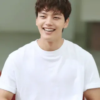 ✨️ man, white t-shirt, smiling, happy, person telegram sticker