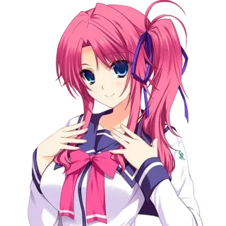 🍑 animé, fille, uniforme scolaire, cheveux roses, mignon telegram sticker