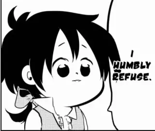 😐 I HUMBLY REFUSE. rechazo, manga, lindo, chibi, dibujos animados telegram sticker